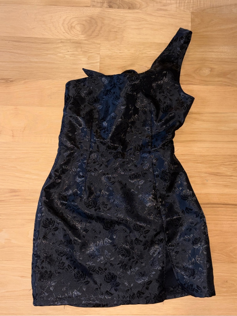 Luck in the Sky Black Floral Satin Dress